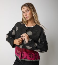 ALESSIA SANTI Giacca Lana 521SD35039 Fiori Rosa-Cipolla