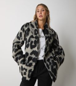 ALESSIA SANTI Giacca in panno Animalier 521SD35065 Black Grey