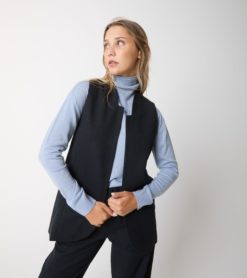 ALESSIA SANTI Gilet Donna in lana e cotone gessato 521SD35081 Blu