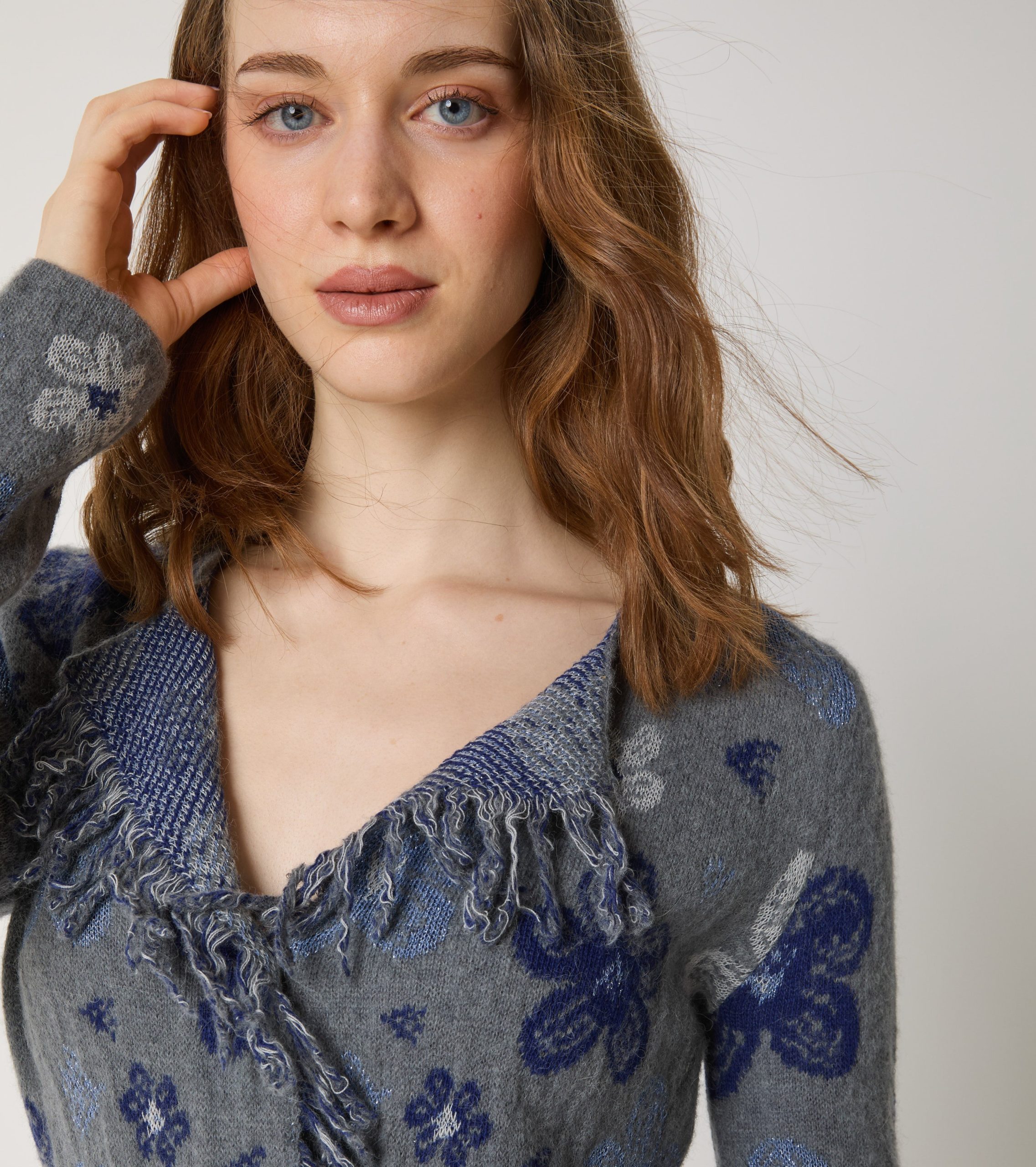 ALESSIA SANTI Maglia Giacca Cardigan lana 521SD53078 Ferro Grigio