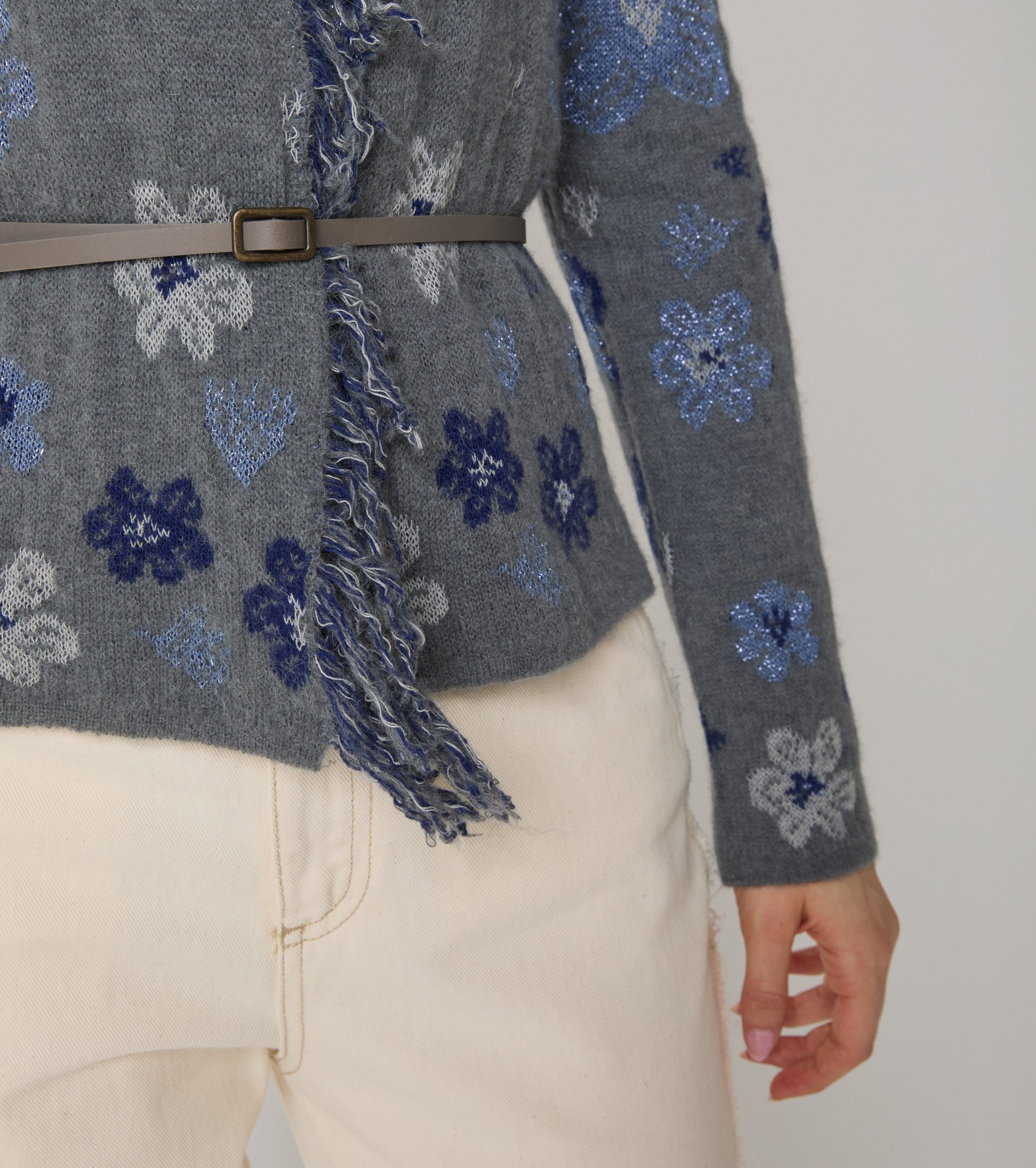 ALESSIA SANTI Maglia Giacca Cardigan lana 521SD53078 Ferro Grigio1