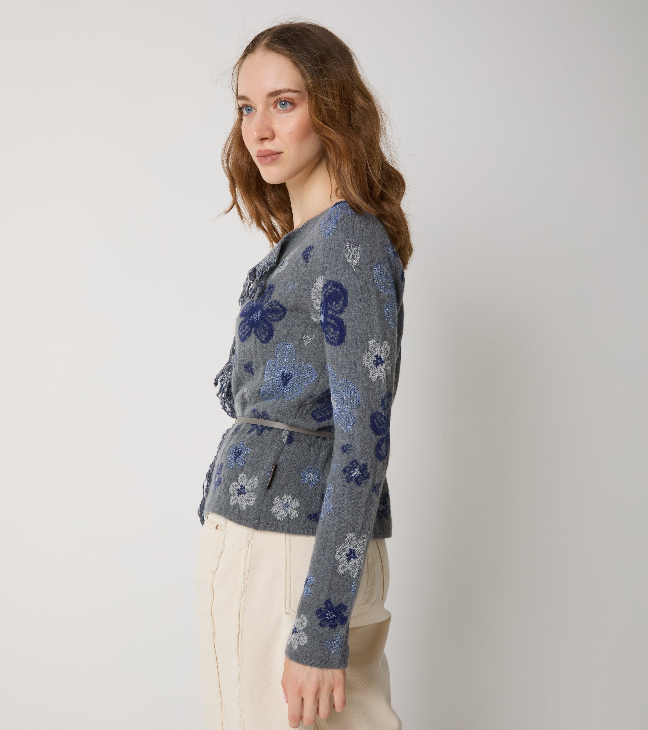 ALESSIA SANTI Maglia Giacca Cardigan lana 521SD53078 Ferro Grigio2