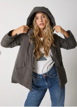 ALESSIA SANTI Piumino Nylon e cappuccio 521SD35025 Grigio Tempesta