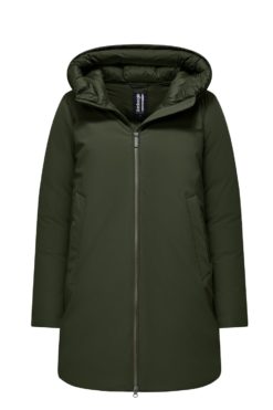 BOMBOOGIE Piumino lungo Donna bi-materico con cappuccio CW8670TNW5 Dark Moss Green 365