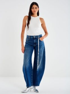 VICOLO Jeans Denise Ampio con Catena DF5106 Blu