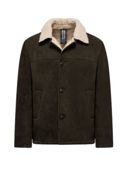 BOMBOOGIE Giacca in pelle Uomo scamosciata con collo sherpa GMDIIDPGSM5 Beluga 163