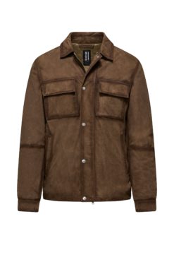 BOMBOOGIE Giubbino Uomo in pelle con colletto e tasche JMQICYPGSE5 Brownish 117