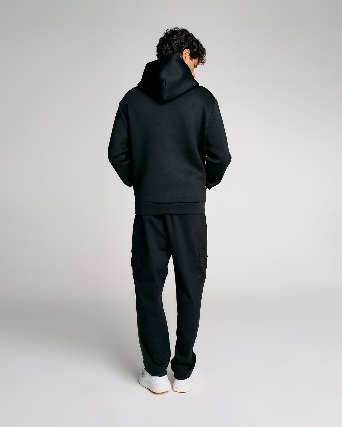 SUNS Felpa Uomo Marzio Scuba con cappuccio e full zip MFS63019U Black3