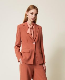 TWINSET Giacca blazer monopetto in crepe 252TP2162 Ruggine