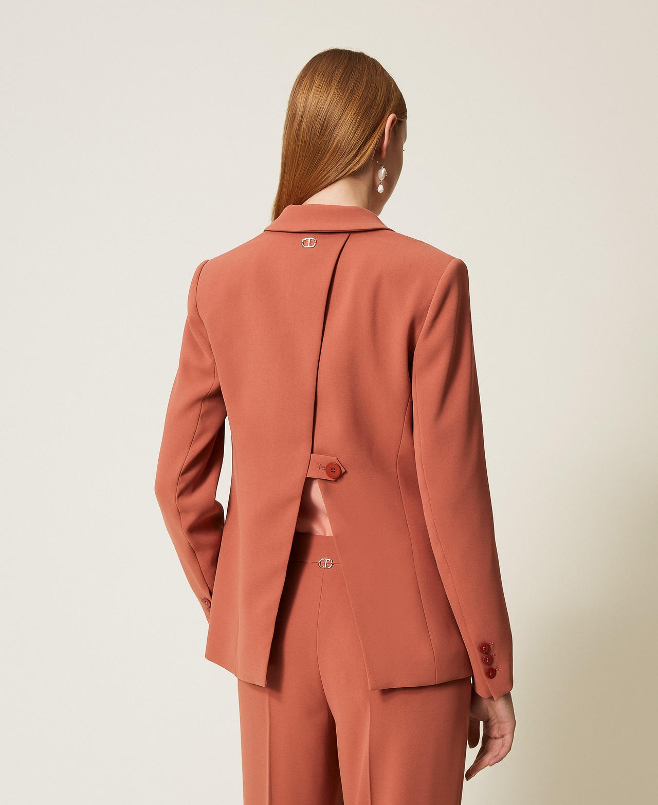 TWINSET Giacca blazer monopetto in crepe 252TP2162 Ruggine (3)