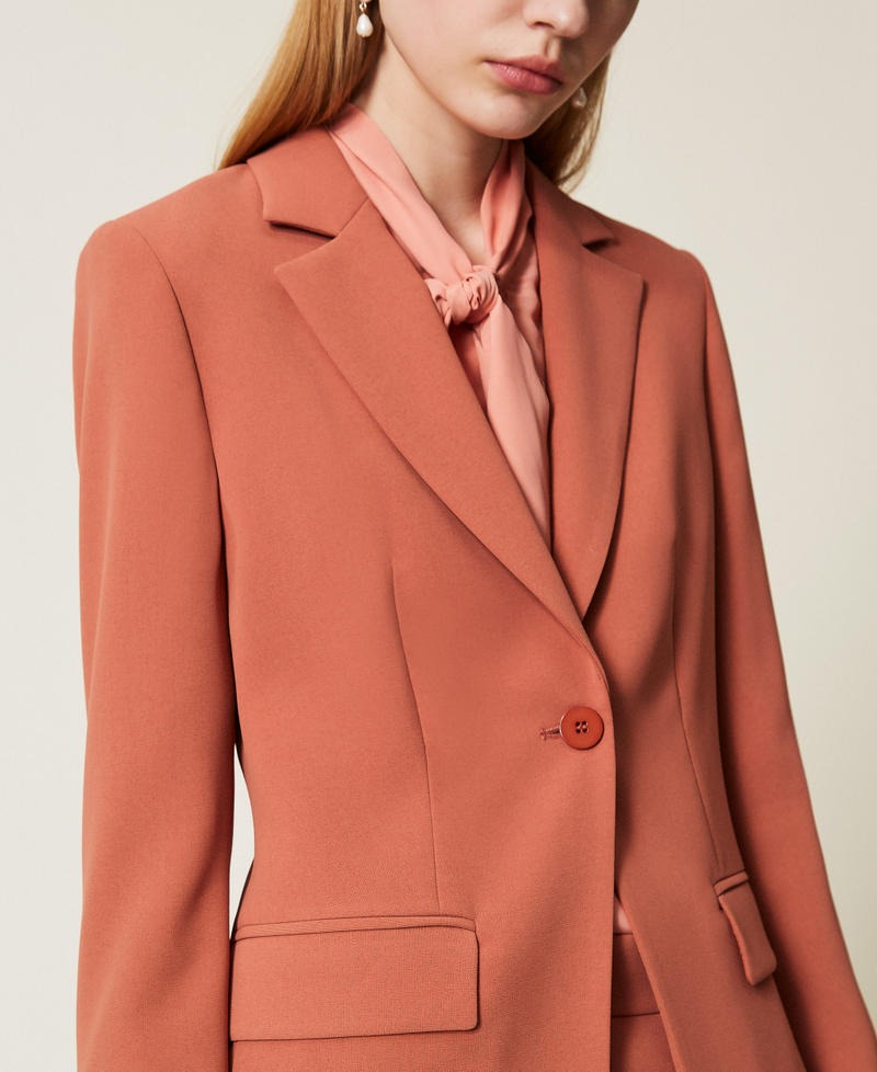 TWINSET Giacca blazer monopetto in crepe 252TP2162 Ruggine (4)