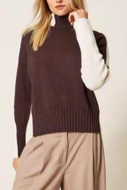 TWINSET Maxi Pull Dolcevita 252TF3023 Chocolate Noir Neve