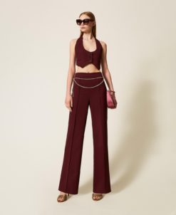 TWINSET Pantaloni in crêpe cady con cintura 252TP2281 Winetasting