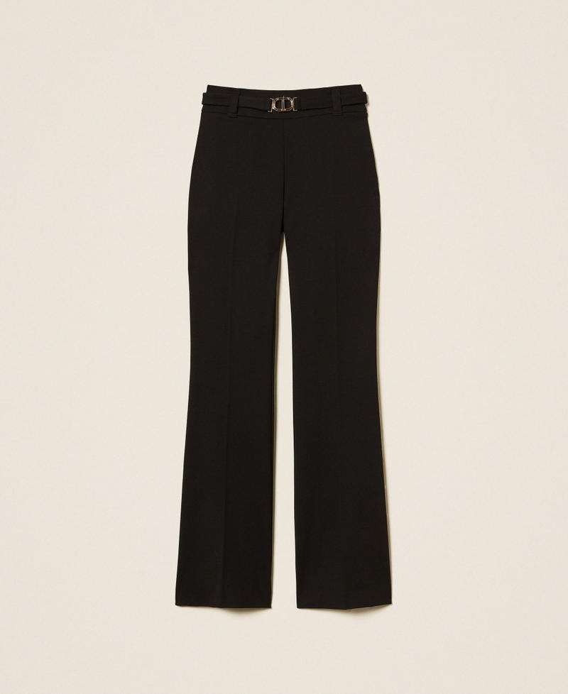 TWINSET Pantaloni flare con fibbia Oval T 252TP2602 Nero (1)