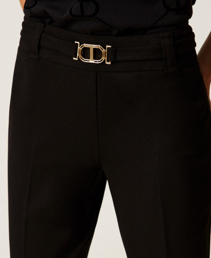 TWINSET Pantaloni flare con fibbia Oval T 252TP2602 Nero (2)