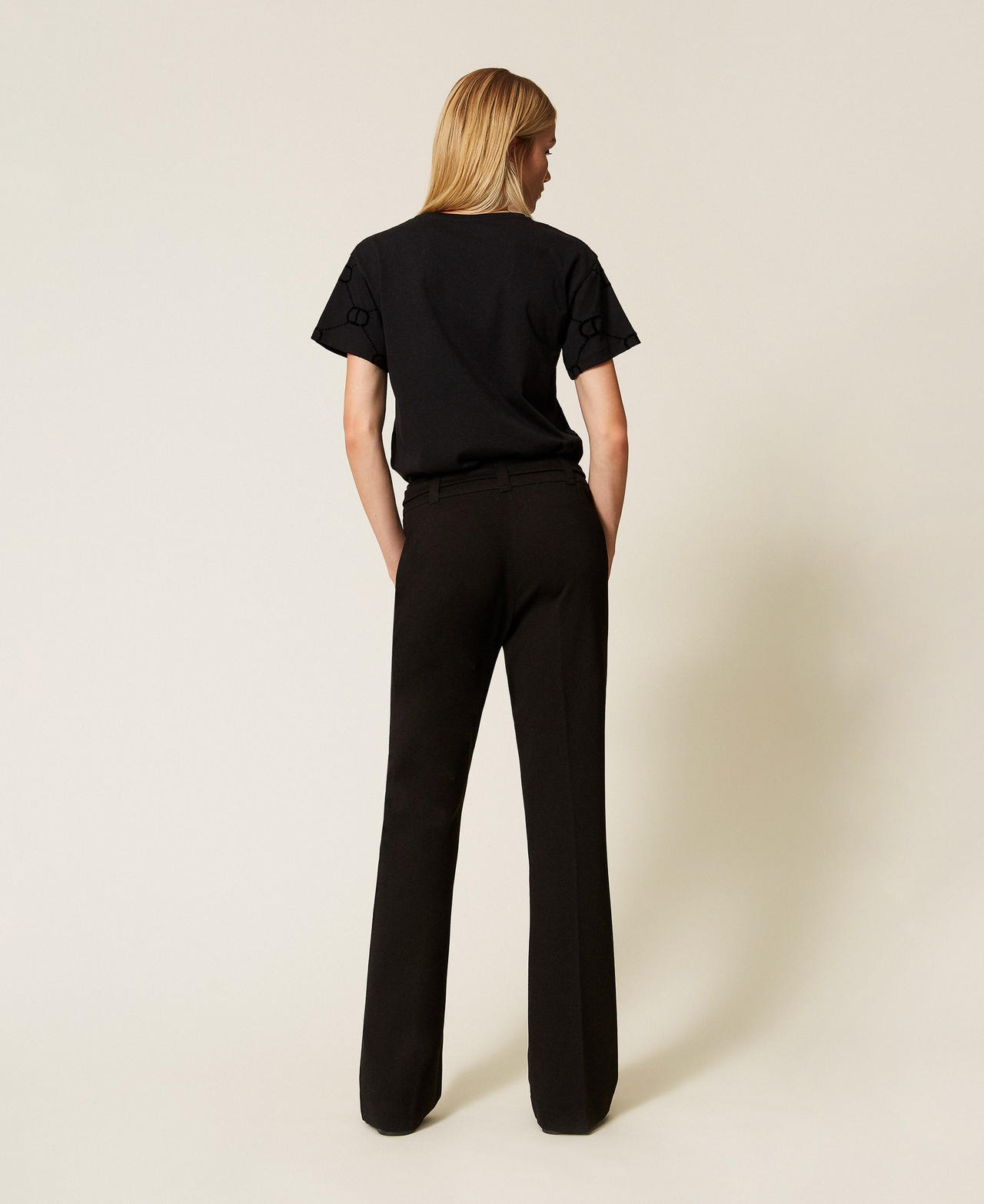 TWINSET Pantaloni flare con fibbia Oval T 252TP2602 Nero (3)