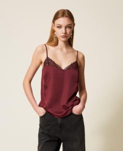 TWINSET Top in raso e pizzo252TP2481 Winetasting