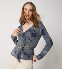 ALESSIA SANTI Maglia Donna Giacca Cardigan lana 521SD53078 Ferro Grigio